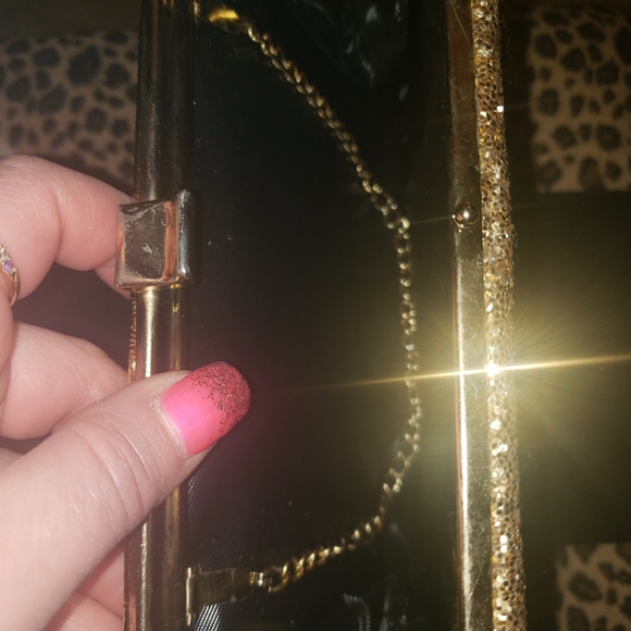 Vintage, retro, gold, sequins, clutch, purse chain - Picture 5 of 6